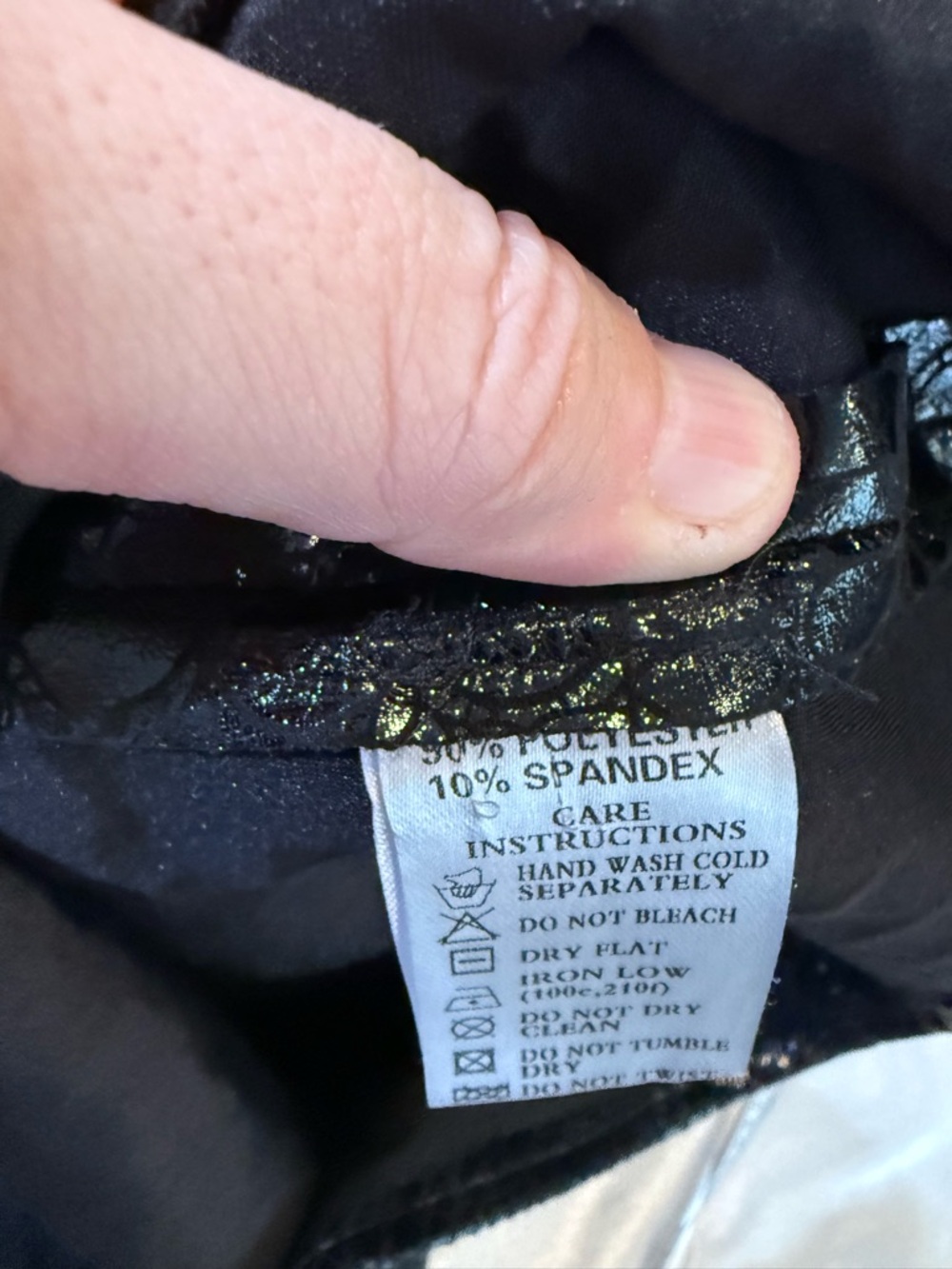 Motel  Shiny Black Faux Croc Mini Skirt with Side Slit - Picture 6 of 6